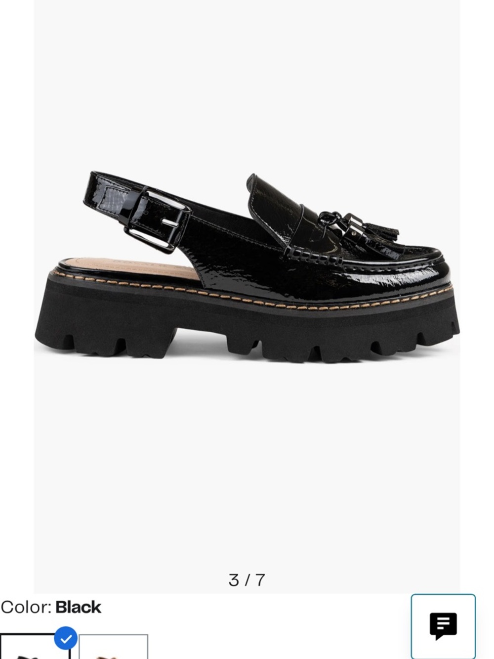 Donald J. Pliner Black Patent Tassel Slingback Lug Loafer - Picture 3 of 11
